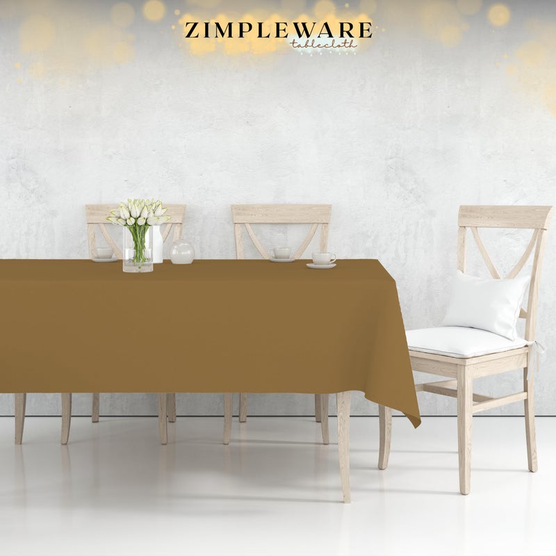 ZIMPLEWARE Premium Gold Plastic Table Cloth Disposable (6 Pk) Plastic Tablecloths for Rectangle Tables (54in x 108in) Party Table Cloths Disposable for 6ft to 8ft Rectangle Tables - Image 4